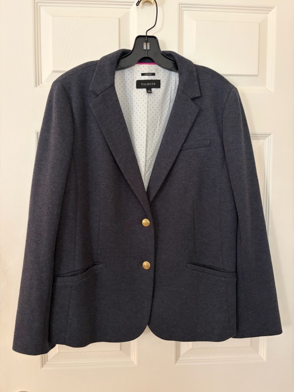 Talbots Heather Navy Blazer with Gold Buttons